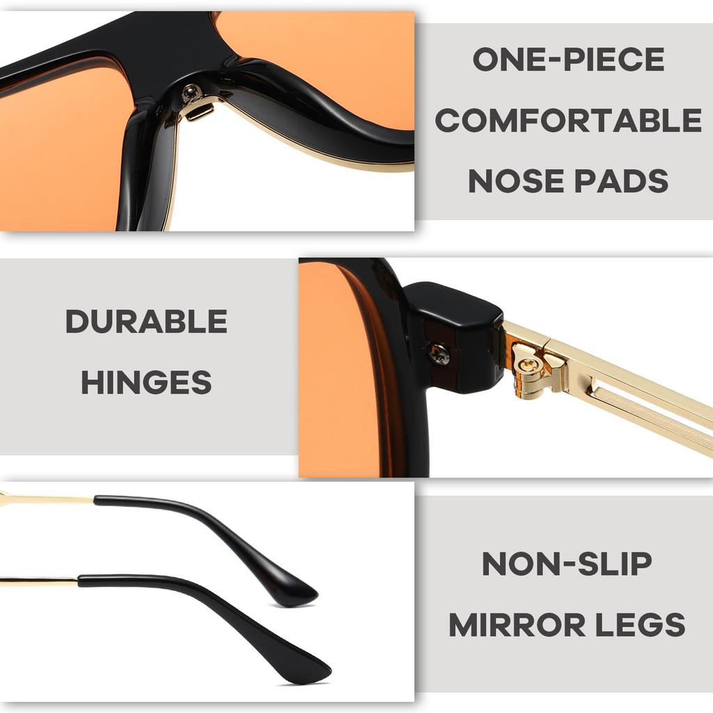 Retro Sunglasses Vintage Oversized Pilot Sunglasses Classic Fashion Mirror Eyewear Unisex [SHEEN KELLY] Men's Women's