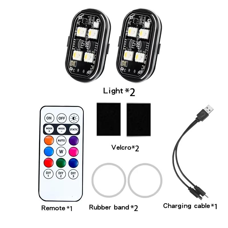 RGB Led Car Strobe Lights Motorcycle LED Flash Position Wireless Light Aircraft Airplane Helicopter Warning Lights Accessories