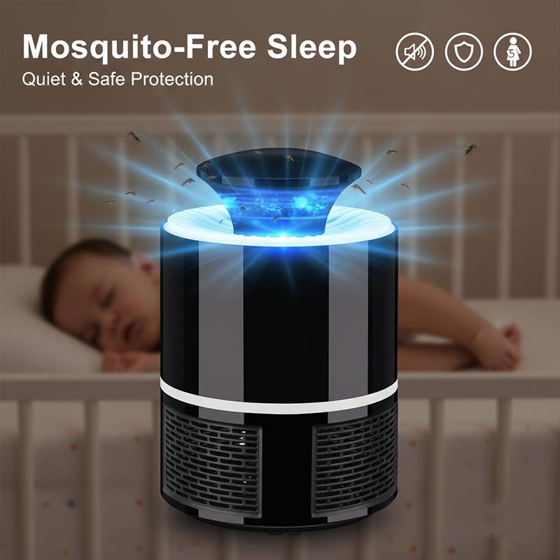 Mini USB Mosquito Killer Lamp Silent UV Bug Zapper Electric Fly Trap Portable Insect Control Baby Safe for Home Office Outdoor