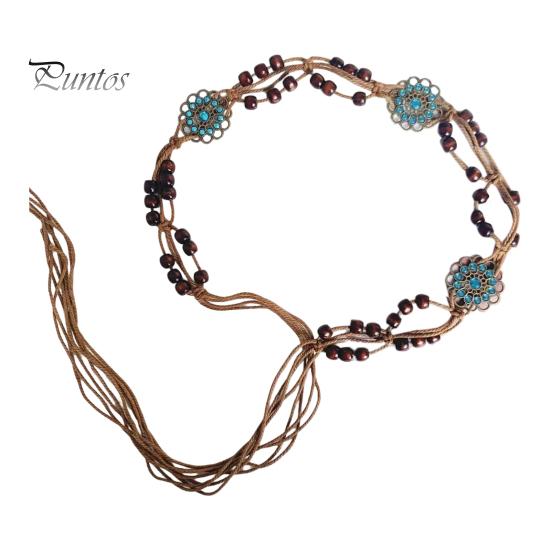Beach Vacation Jewelry Bohemian Rope Waist Belt for Women, Vintage Rhinestone Braided Cord Festival Clothing Chain, Adjustable Layered Belly