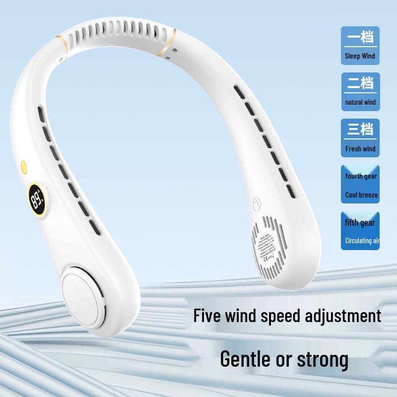 Portable Leafless Neck Fan: USB Rechargeable, Silent, Long Battery, Strong Wind for Outdoor Sports