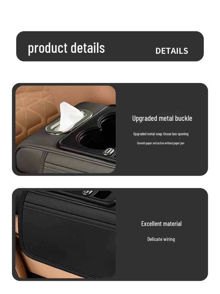 Universal Car Armrest & Tissue Charging Box: Extended & Thickened Four-in-One Heightening Pad