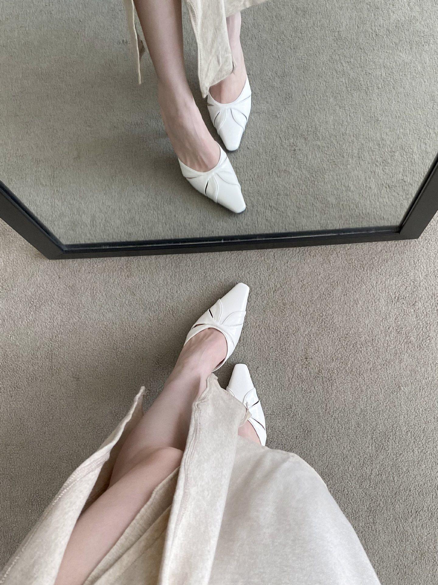 Women s Square Toe Thin Heel Cut-Out Spring French Style Stylish Elegant Outdoor Wear Slippers - Perfect for Daily Wear 35