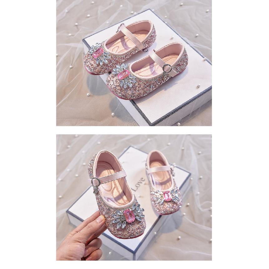 Children's Princess Shoes Crystal Shoes Elsa Dress Shoes Spring and Autumn New Girls' Leather Shoes Soft Sole Baby Single Shoes