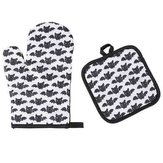 Microwave Oven Heat Insulation Gloves Halloween Pattern High Temperature Resistant Thickened Kitchen Gloves Anti-Scald Gloves