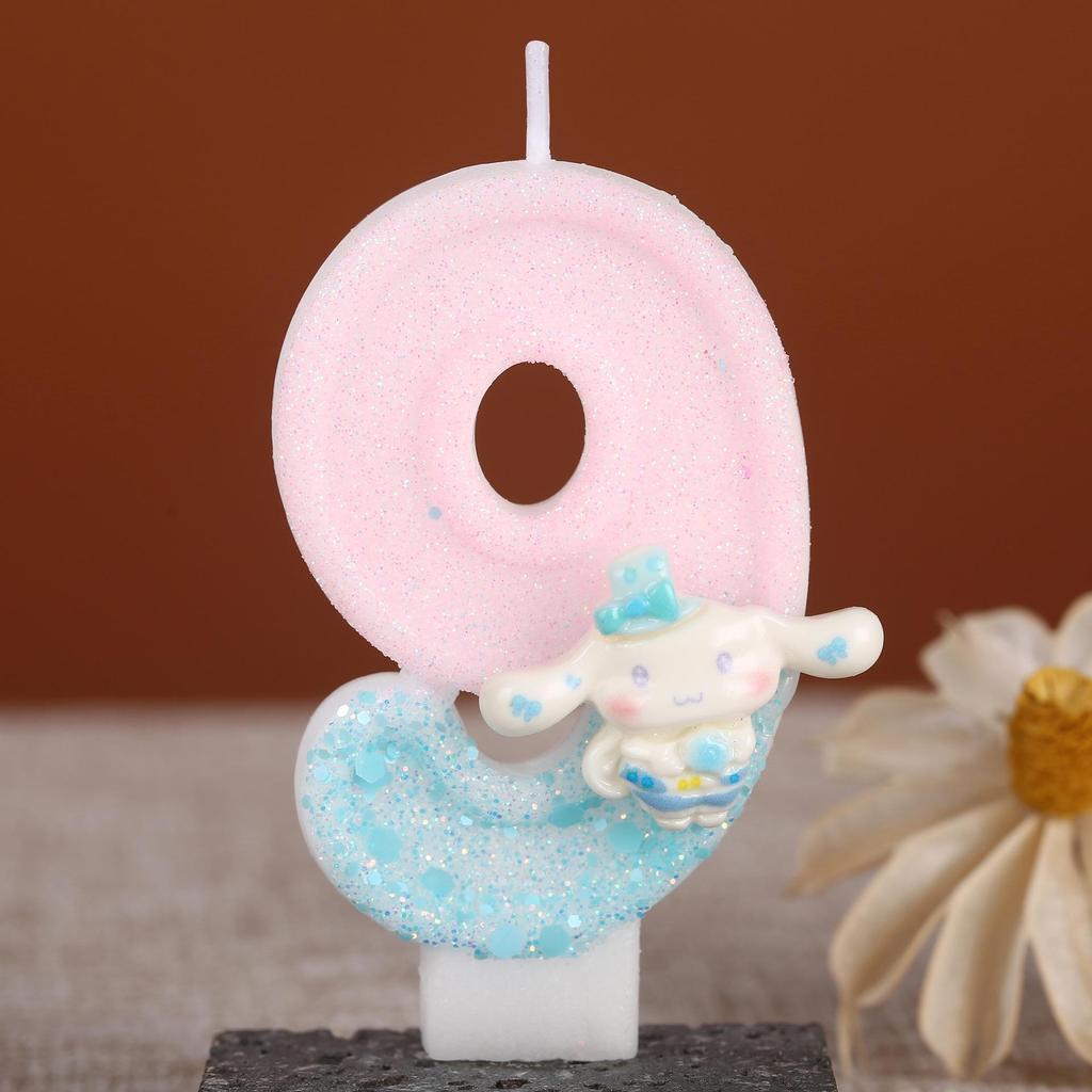 Handmade Big-Eared Rabbit Cake Topper: Sequin Number Birthday Party Candle