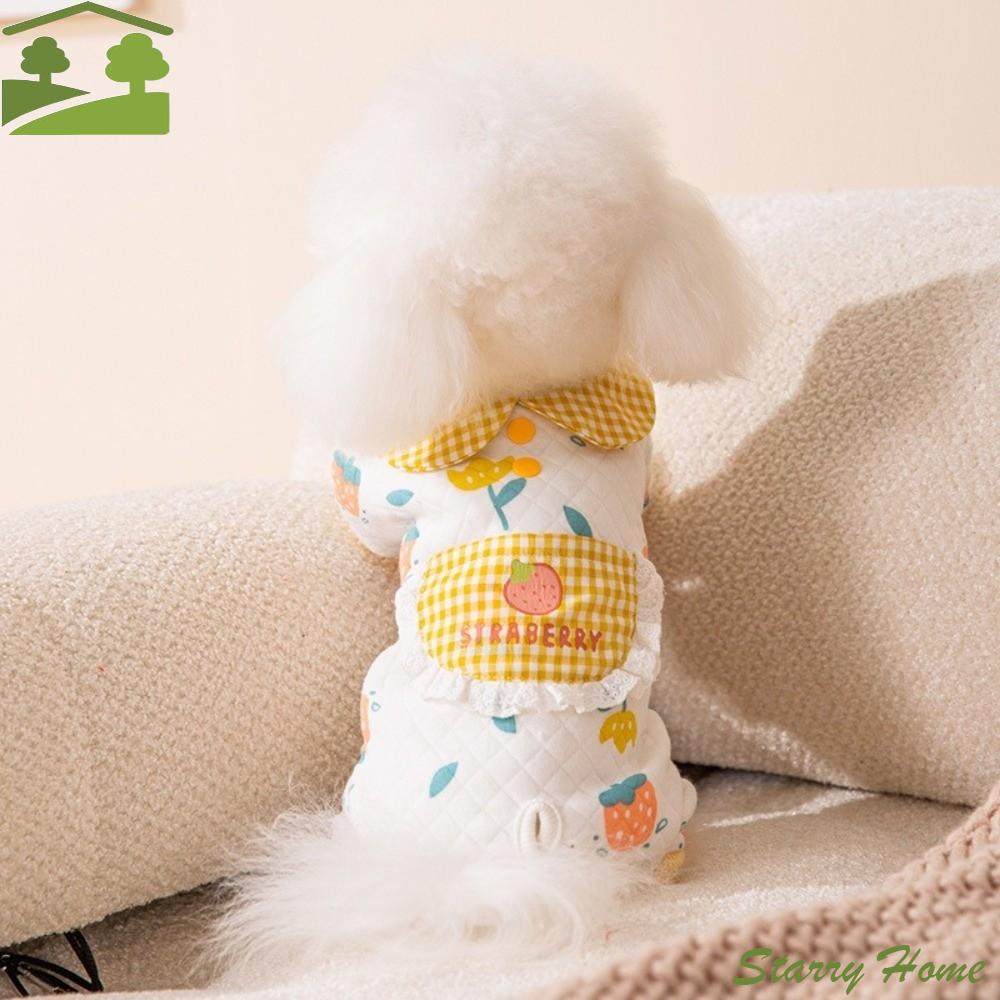 Cute Dinosaur Printed Pet Jumpsuits Warm Fruit Print Four Legged Dog Clothing Comfortable Cartoon Pullover Dog Pajamas Home
