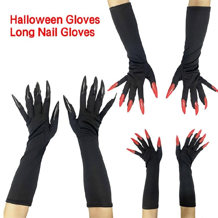 Cool Halloween Gloves Long Section Spooky Claw Dress Up Gloves Fashionable Long Nails Cosplay Halloween Funny Gloves