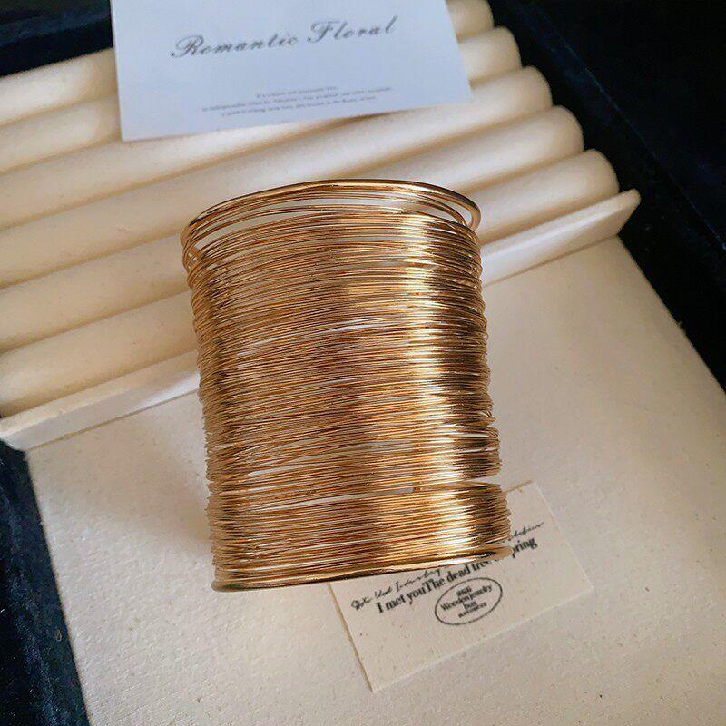 Fashion Multi-Layer Iron Wire Open-Ended Bracelet Women s Niche Style Exaggerated Design Bracelet Stylish Sexy Cold Wind Armband Gold Coil Long Arm Ring