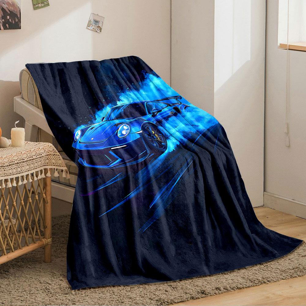 "Blue Sports Car Drift Design" for all seasons blanket lunch break throw gift
