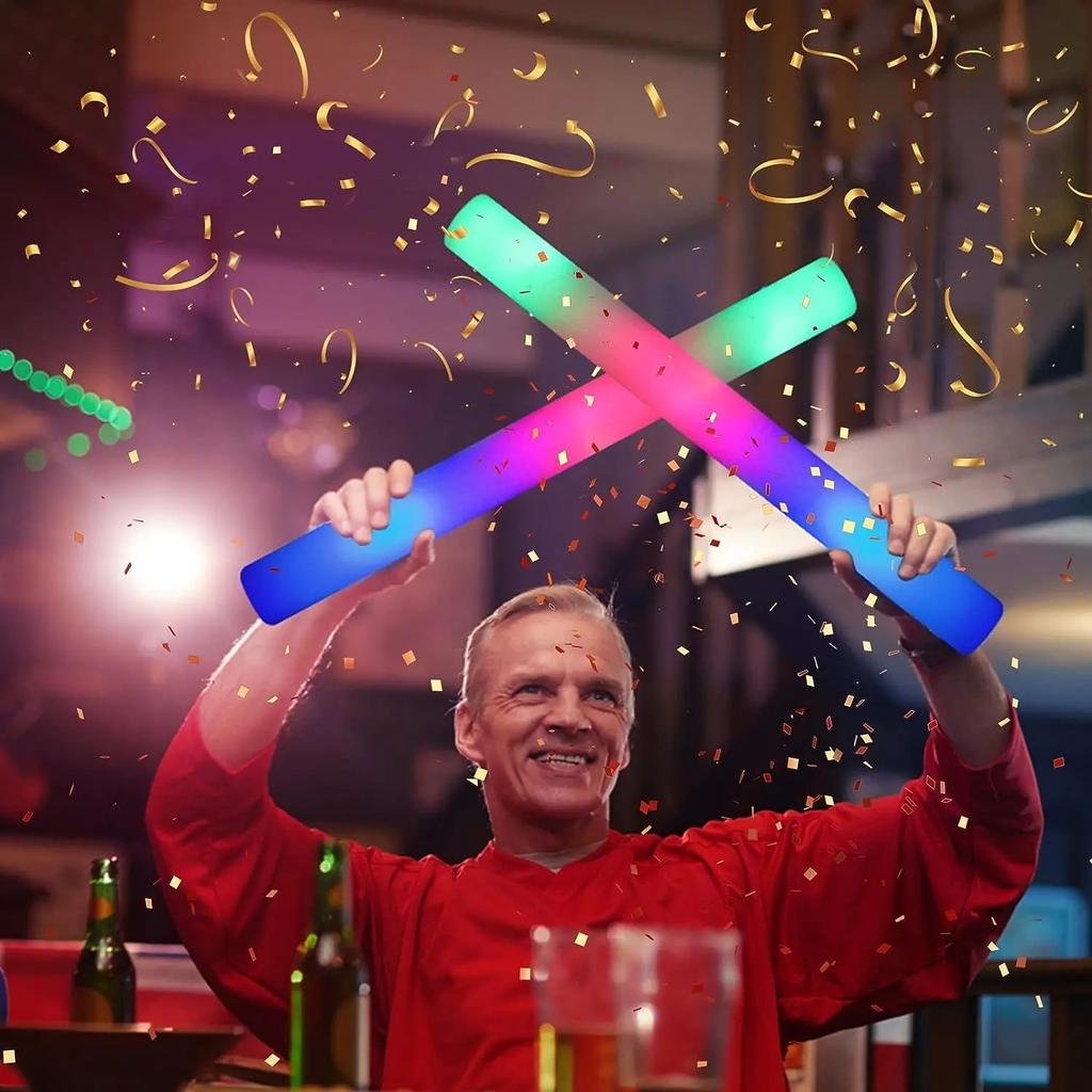 50pcs LED Glow Sticks Bulk Colorful RGB Glow Foam Stick for Christmas Birthday Wedding Glow In The Dark Party Supplies