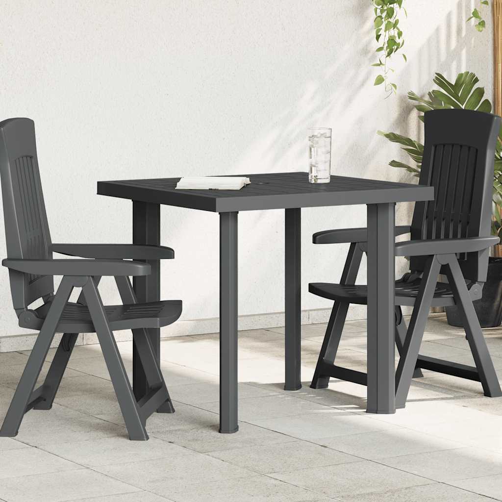 vidaXL Gartentisch Anthrazit 80x75x72 cm Kunststoff