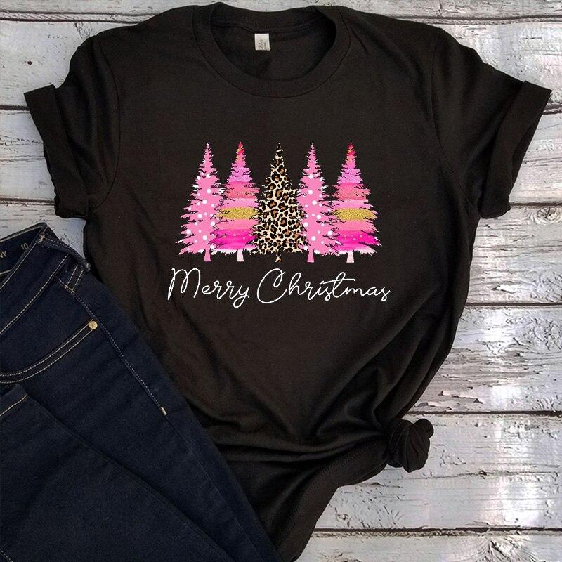 Ladies Merry Christmas Shirt Women Christmas Tshirt Cute Women Holiday  Shirts Leopard Print Christmas Tree Tee Vintage купить недорого — выгодные  цены, бесплатная доставка, реальные отзывы с фото — Joom