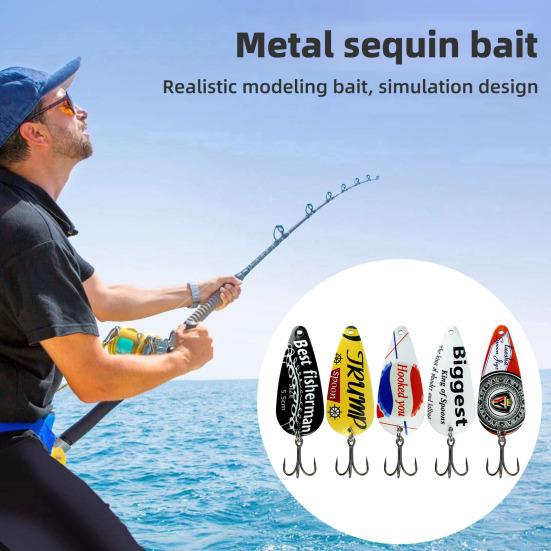 5Pcs 5.7CM/13G Metal Spinner Blade Lure with Hook Hard Spoon Spinnerbait Rotating Sequin Bait Saltwater Freshwater Walleye Bass Fishing Accessories