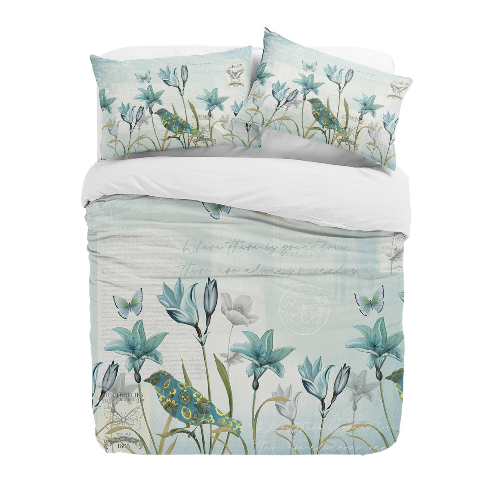 

stic Vintage Tulip Flower Bird 3pcs Bedding Set For Double Bed Home Textile Duvet Cover Quilt Cover Pillowcase (135x200cm)