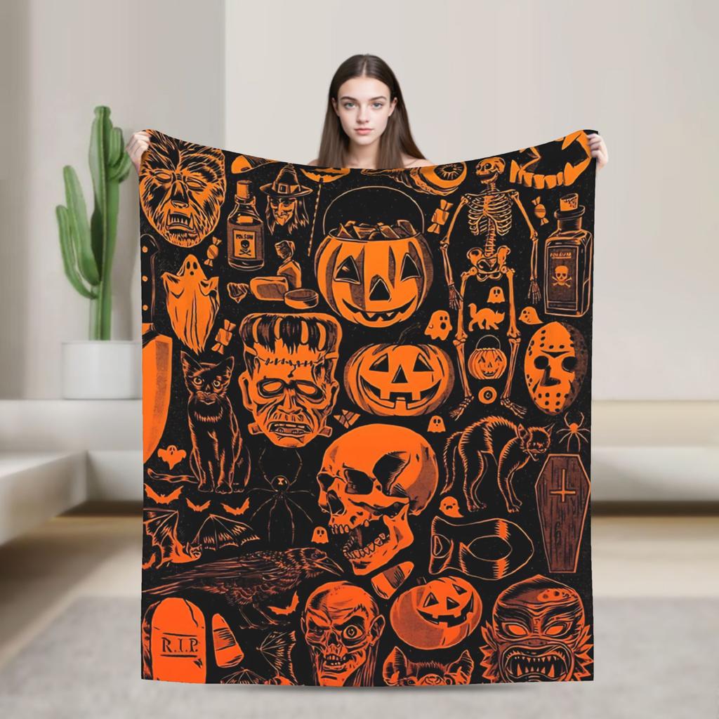 67 Meme Halloween Haunted Spooky Warm Blanket Camping Plush Throw Blanket Living Room Flannel Bedspread Sofa Bed Cover