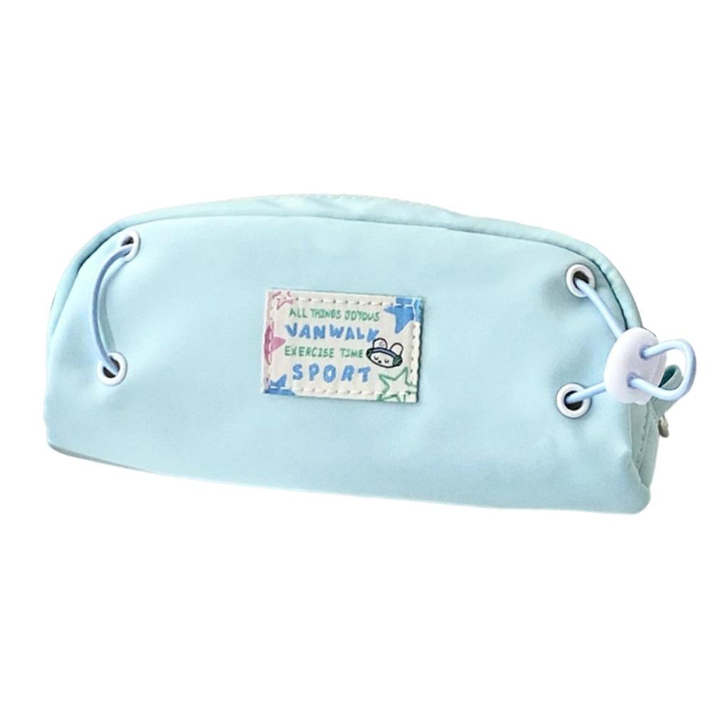 

Canvas Pencil Case Cartoon Drawstring Pen Pouch Cute Stationery Storage Bag Student Supplies синій