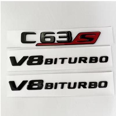 ABS Chrome C63 Logo V8 BITURBO Badge Car Rear Star Sticker Trunk AMG Emblem For Mercedes Benz C63 AMG W205 C205 Accessories AB1 QQ28