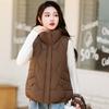 Women's Winter Stand-up Collar Short Down Vest Solid Color Loose Thin Warm Vest