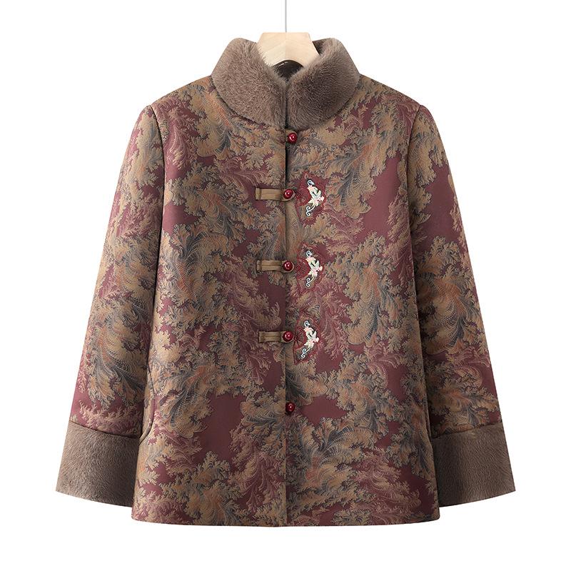 

Grandma s Thick Winter Coat - Cotton Jacket for Middle-Aged and Elderly Women 3XL красный
