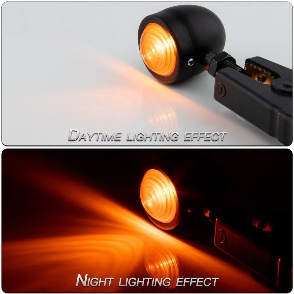 Motorcycle Bullet Turn Signal Cannonball Type Harley Yamaha Honda Old Car American 4 Piece Set (Matte Black)