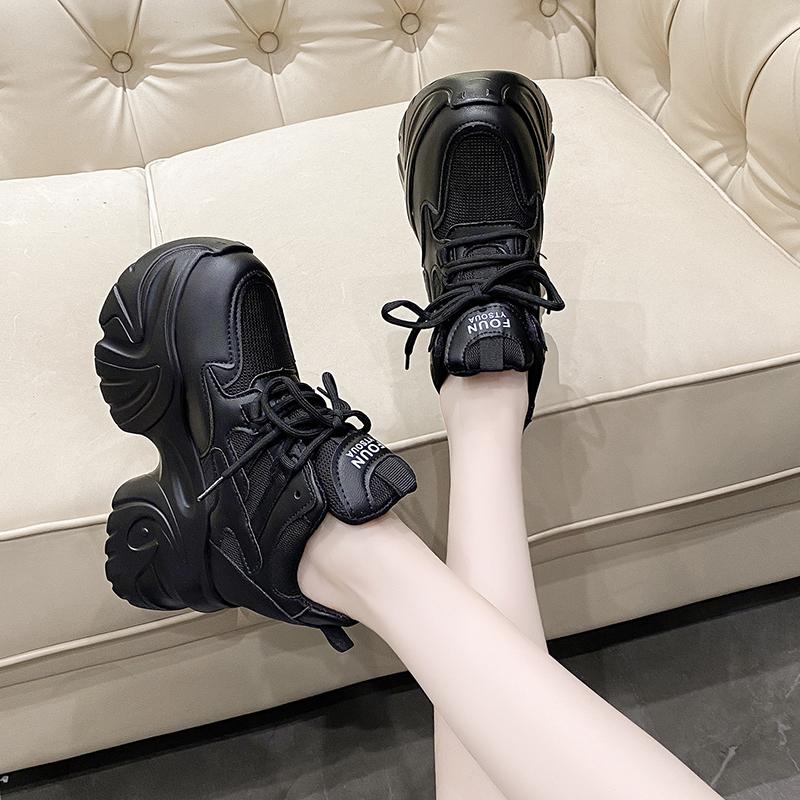 Fashion 10CM High Platform Women Sneakers Autumn Thick Sole Casual Dad Chunky Shoes Woman Leather Sports Walking Shoes Zapatos Mujer