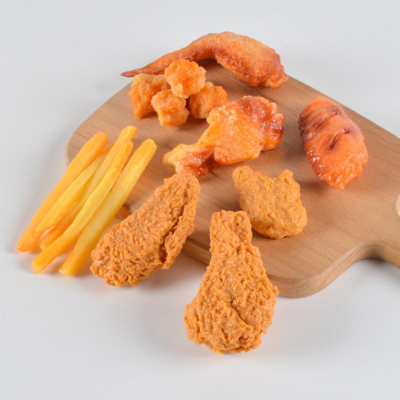 Simulated French Fries & Fried Chicken Keychain - Food Model Props and Toys