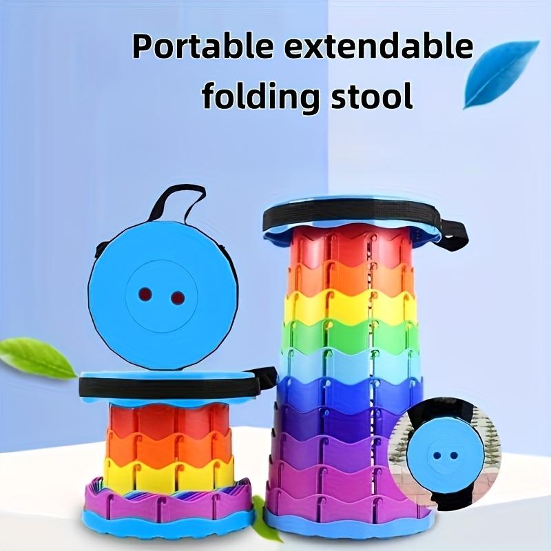 1PC Rainbow Folding Stool Adjustable Height PP Material Portable Collapsible Compact for Camping Fishing Outdoor Activities