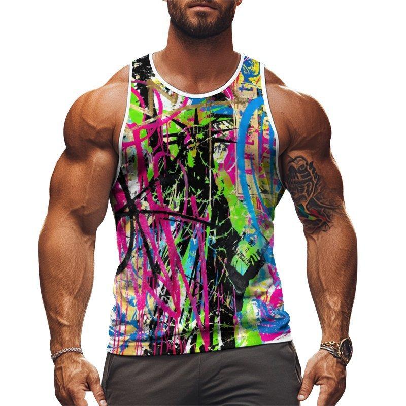 3D Printed Sports Vest Summer Men Y2k Sleeveless Men's Top Oversized Tank Fashion Streetwear T Shirt