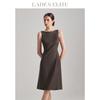 LadyS Elite Cocoa Brown Wool Blend Sleeveless Dress