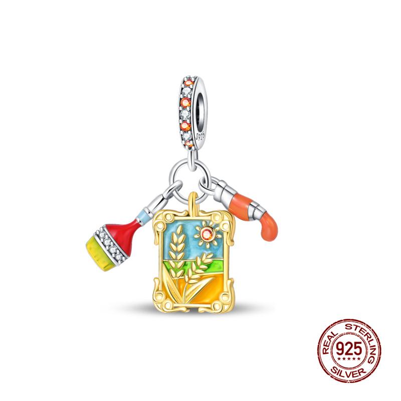 Charms Copper Autumn Pumpkins & Maple Leaves Charms Beads Fits 3Mm Original Bracelet Womens Diy Fine Jewelry Gifts