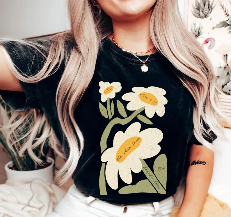 Subtle Kamala Harris Shirt Floral Madam President Shirt Kamala Harris 2024 Shirt Unisex T-Shirt M