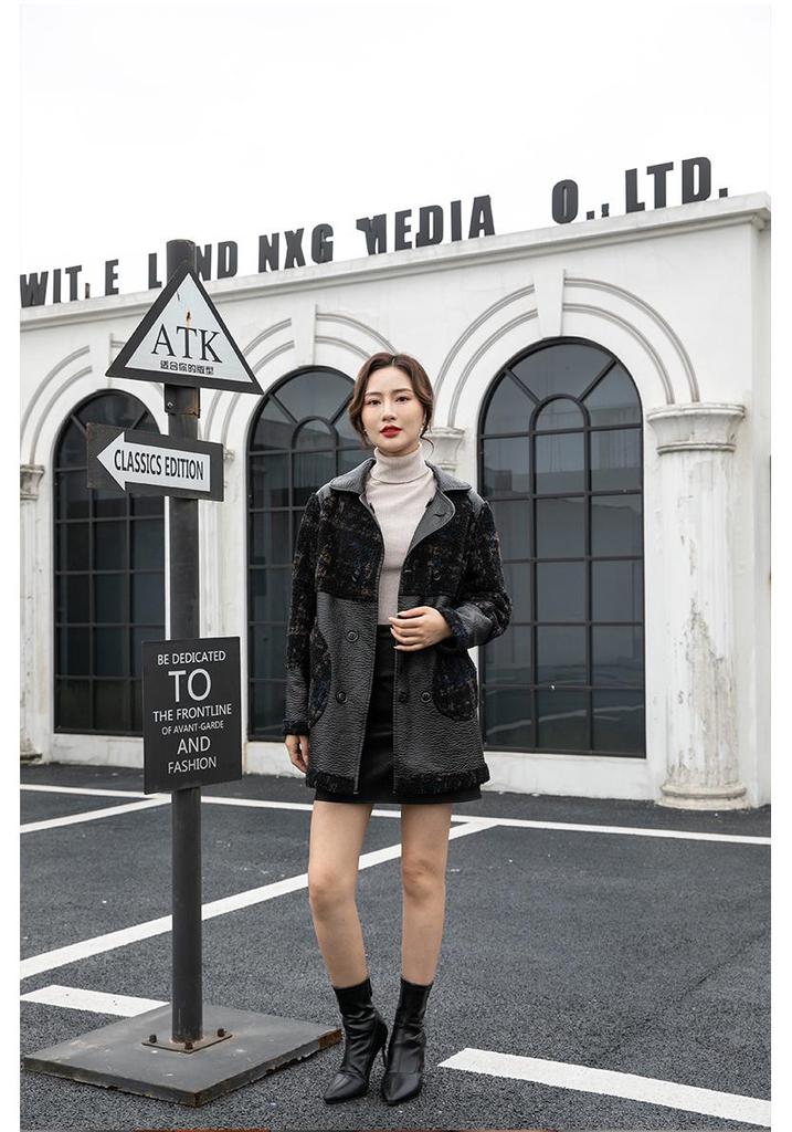 Winter Reversible Mid-Length Velvet Thick PU Leather Jacket - Women's Cozy Loose Fit