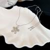 Retro Bow Flower Tiger's Eye Stone Water Drop Necklace Clavicle Chain Cold Wind Necklace Women