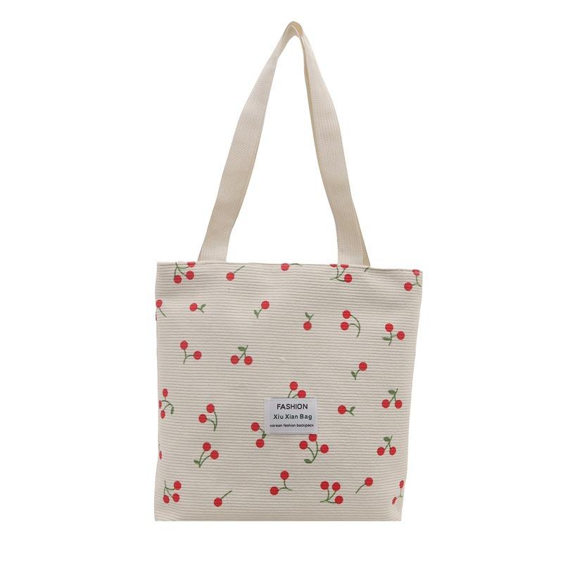 New Cherry Printed Shoulder Bag High Value Bao Ma Go Out Handheld Sundries Office Workers Shopping Bento Bag