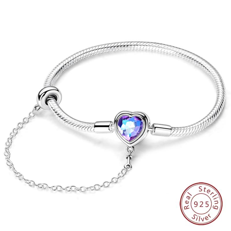 925 Silver Forever Love Peach Heart Bracelets Star Moon Airplane Earth Bracelets For Women Fit DIY Charms Party Jewelry