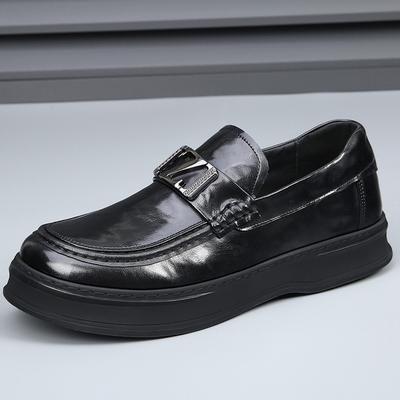 Heren leren schoenen lente en herfst nieuwe slip-on luie beanie schoenen zachte zool ademende business casual schoenen platform loafers