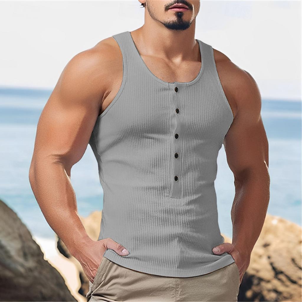 Strato Base Uomo Aderente Casual Semi-aperto Senza Maniche, Gilet Esterno per Fitness e Sport