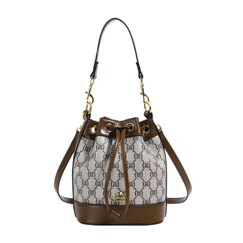Bucket bag women's new women's bag trendy fashion printed oblique span bag bucket bag premium texture versatile shoulder bag