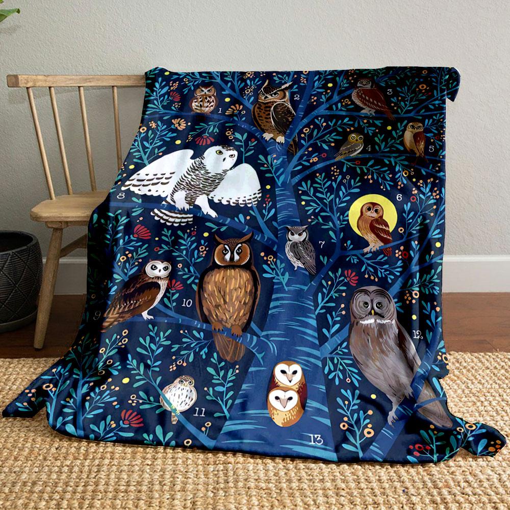 Eule Baum Muster Decke Schlafzimmer Decke für Wohnzimmer Sofa Mittagspause Weicher Überwurf für Freund Festival Geschenk