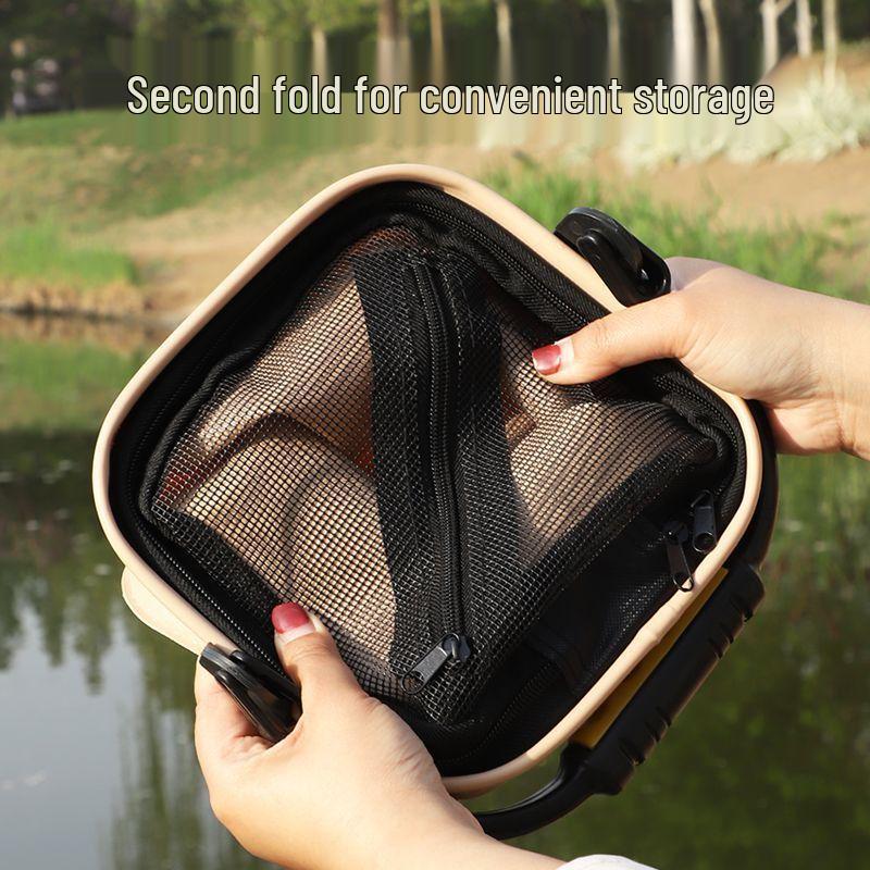Portable Foldable Fishing Bucket with Lure Holder and Live Fish Protection