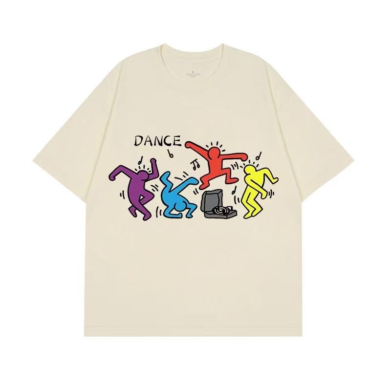 

2025 Summer and Autumn graffiti group dance printed T-shirt loose and casual short-sleeved men s and women s sportswear top 4XL