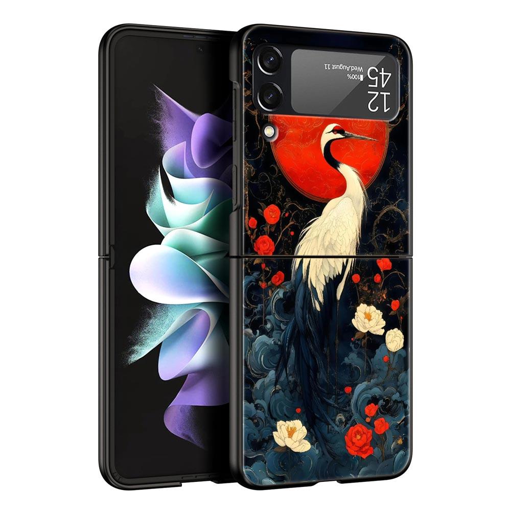 Japanese Style Art Japan Phone Case For Samsung Galaxy Z Flip3 Flip4 Flip5 Case Shell For Z Flip 3 4 5 6 7 Hard Folding Cover