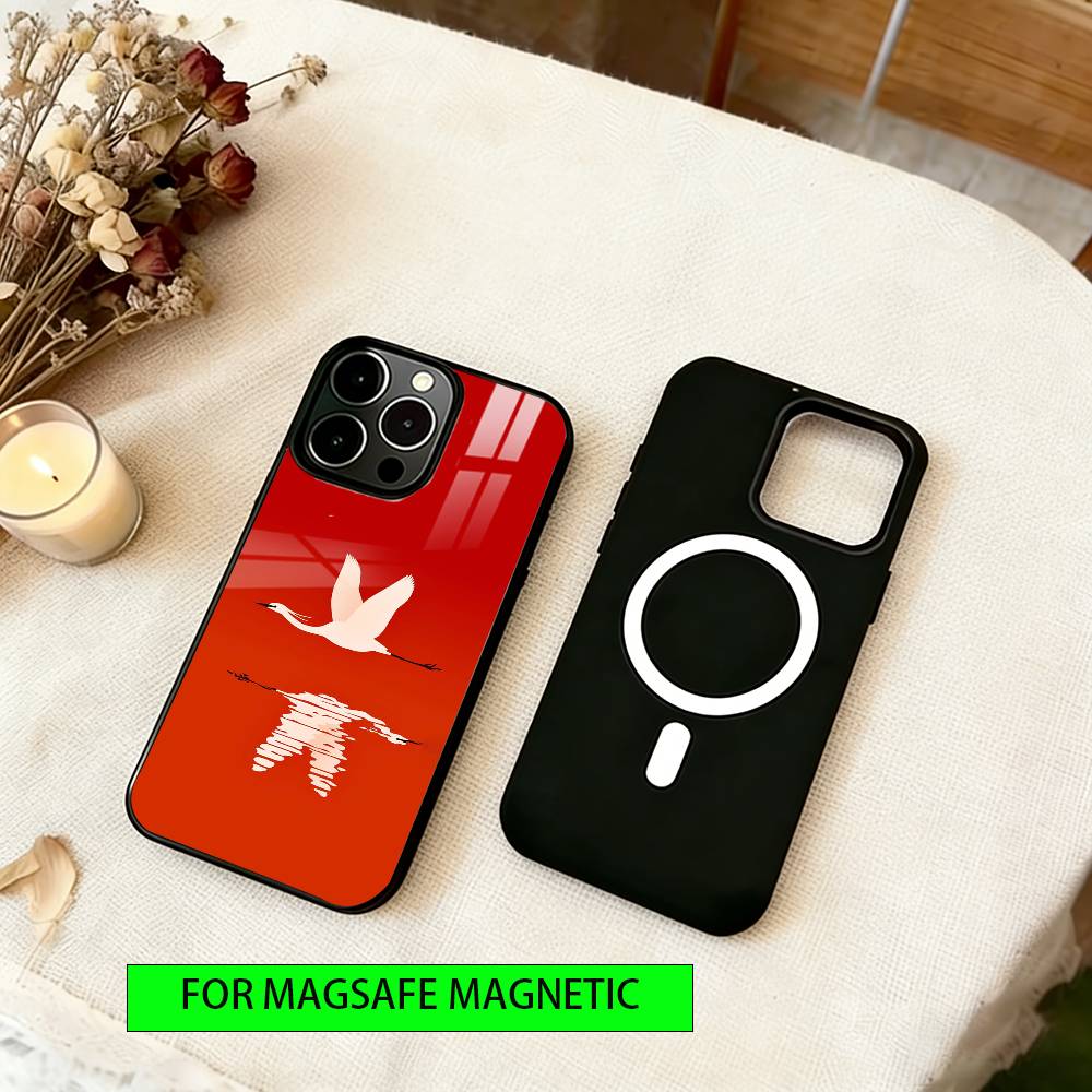 

Crane Phone Case For iPhone17,16,15,14,13,12,11 Plus,Pro Magnetic with Magsafe Wireless Charging iPhone12