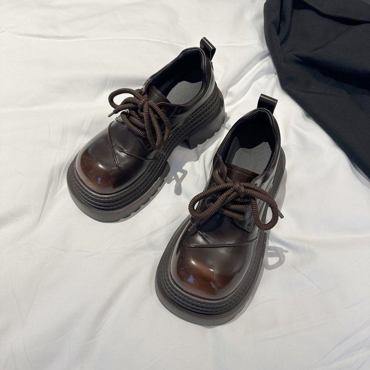 

American retro light mouth single shoes women s 2025 autumn and winter new thick-soled thick heel British style small height-increasing loafers 40