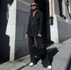 Damskie plisowane zestawy dwuczęściowe Spodnie Wiosna Lato Streetwear Koszula z długim rękawem zapinana na guziki Spodnie z prostą nogawką Luźne stroje