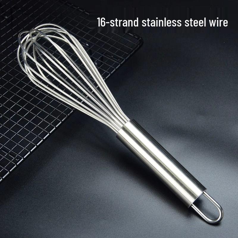 Commercial 304 Stainless Steel Egg Beater - 16 Wire Whisk for Baking and Whipping Cream, Large Size