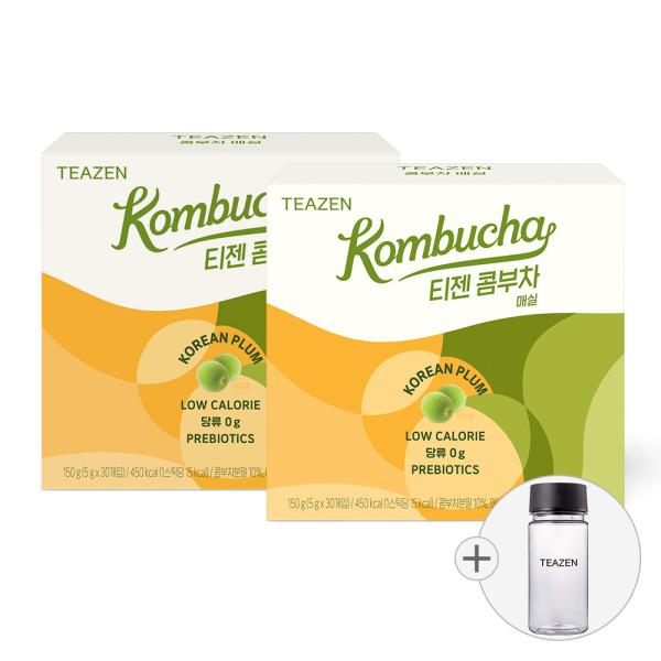 Teazen Kombucha Plum 30 sticks x 2 boxes (bottle included), Korea Kombucha