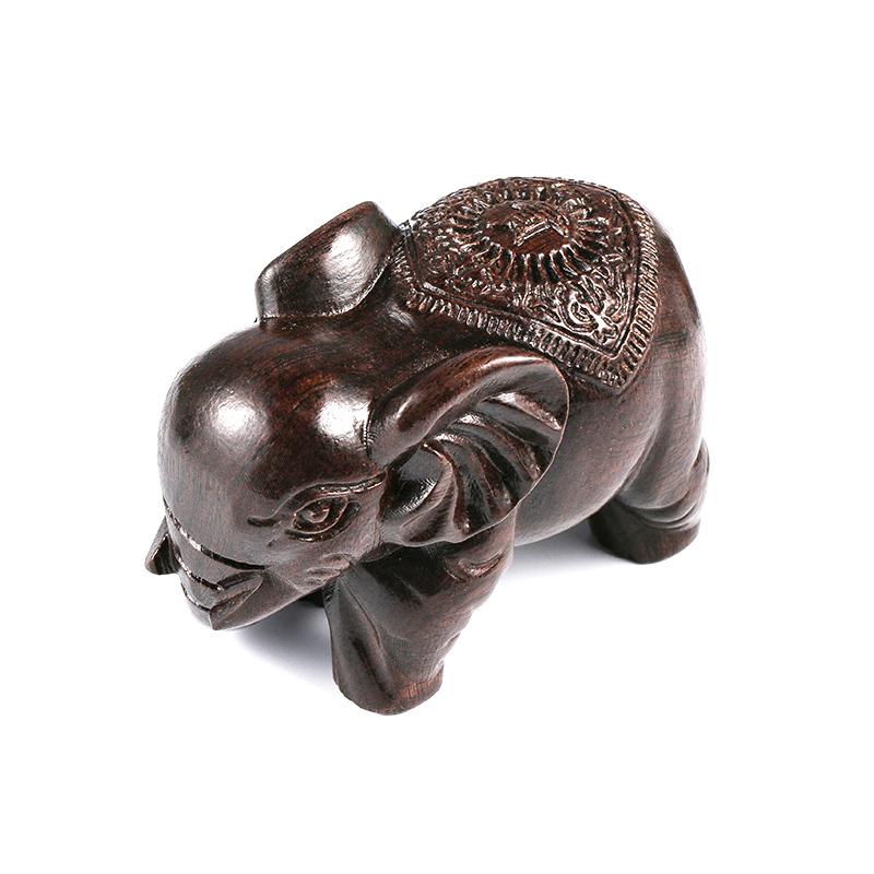 Luxury Elephant Figurine Wooden Ornaments Crafts Retro Home Feng Shui Desktop Decoration Natural Carved Elephant Statue