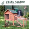 Two-Level Outdoor Rabbit Hutch with Roof, Door, Window, and Removable Tray, 144x64.5x100cm